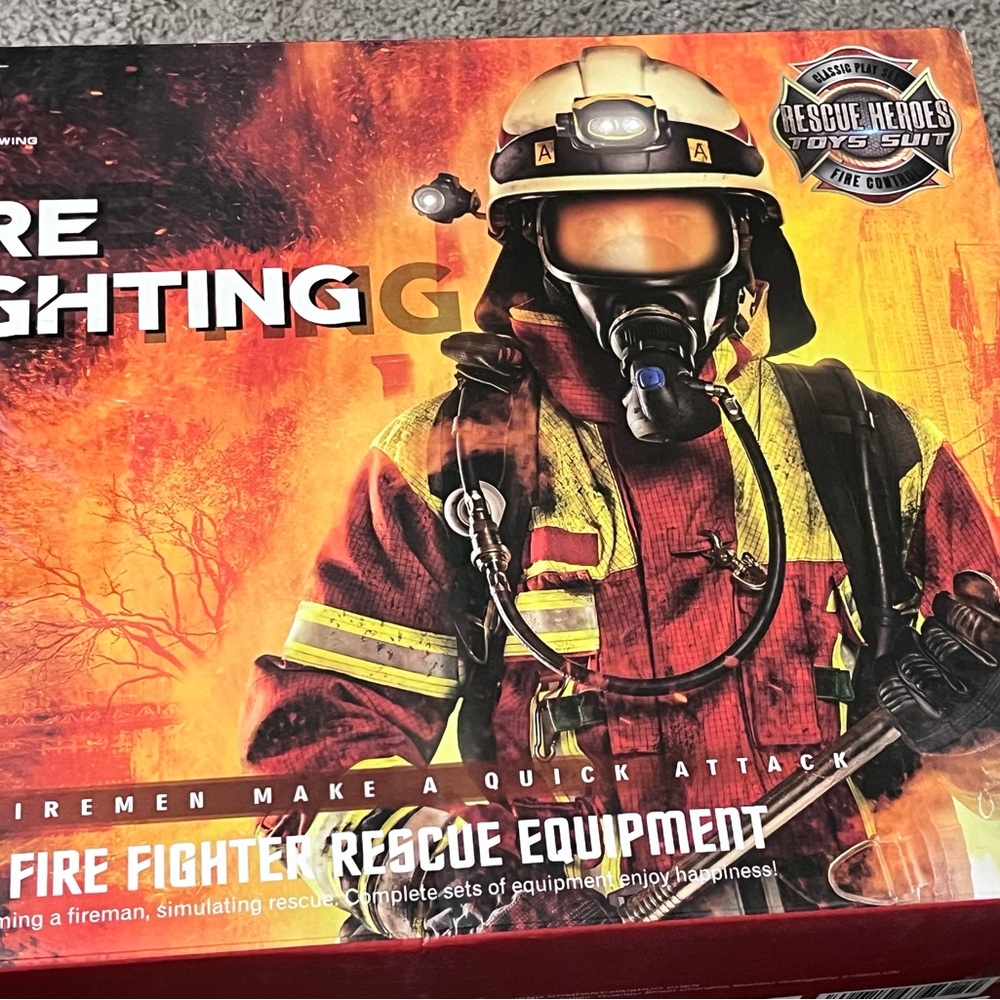 Firefighter Costume for Kids 3-5, Fireman Boys with Medium, Brown